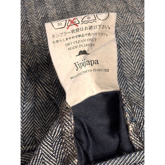 Jipijapa Japan Pants Size 2 Blue Herringbone Button High Rise Lace Up Back - Picture 7 of 8